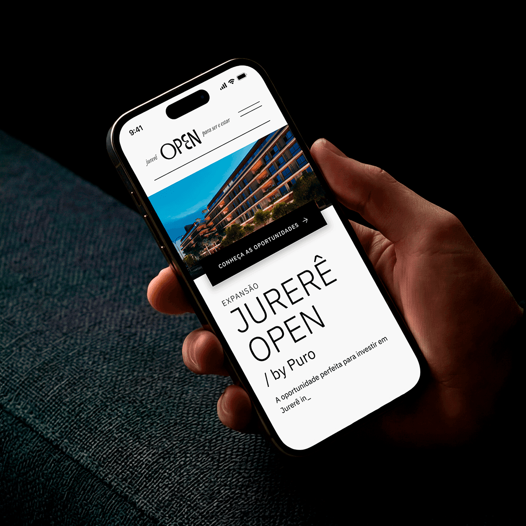 Jurerê Open: UI Design & Frontend para mercado imobiliário de alto padrão.